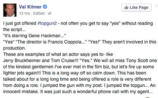 via Val Kilmer’s Facebook page